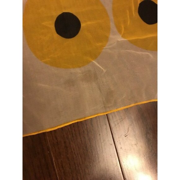 Yellow Black Polyester Circle Print Scarf square - Picture 2 of 4